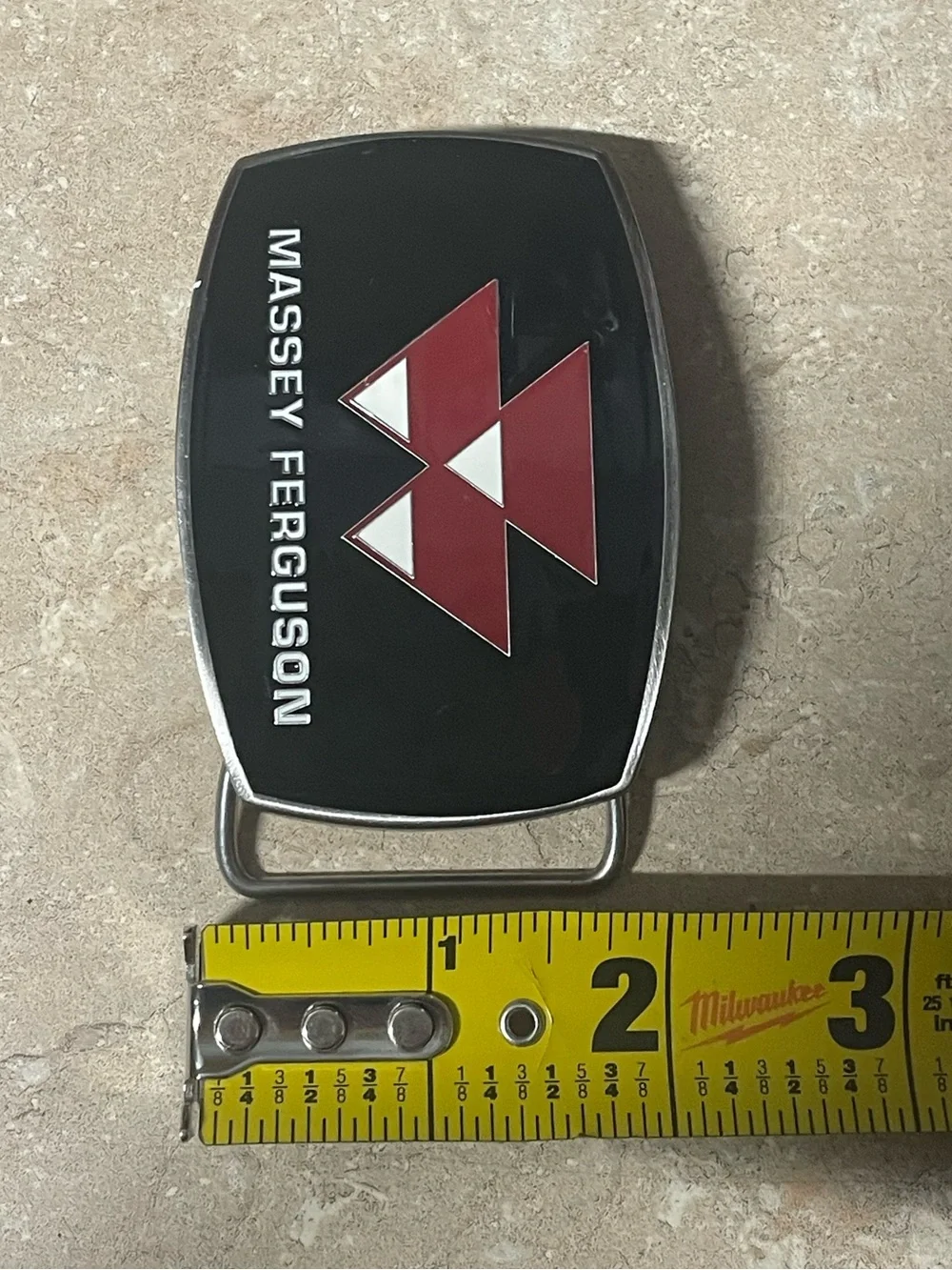 Rare Massey Ferguson Black Enamel Belt Buckle by SpecCast 03077 Triangles Red